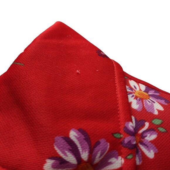 Vintage 70s Casual Midi Dress Size L Red Floral Print Dagger Collar Poly Knit - Picture 3 of 11